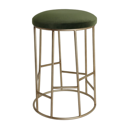 Aiden Gold Steel Kitchen Stool - Moss Velvet