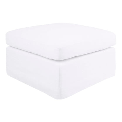 Birkshire Slip Cover Ottoman - White Linen