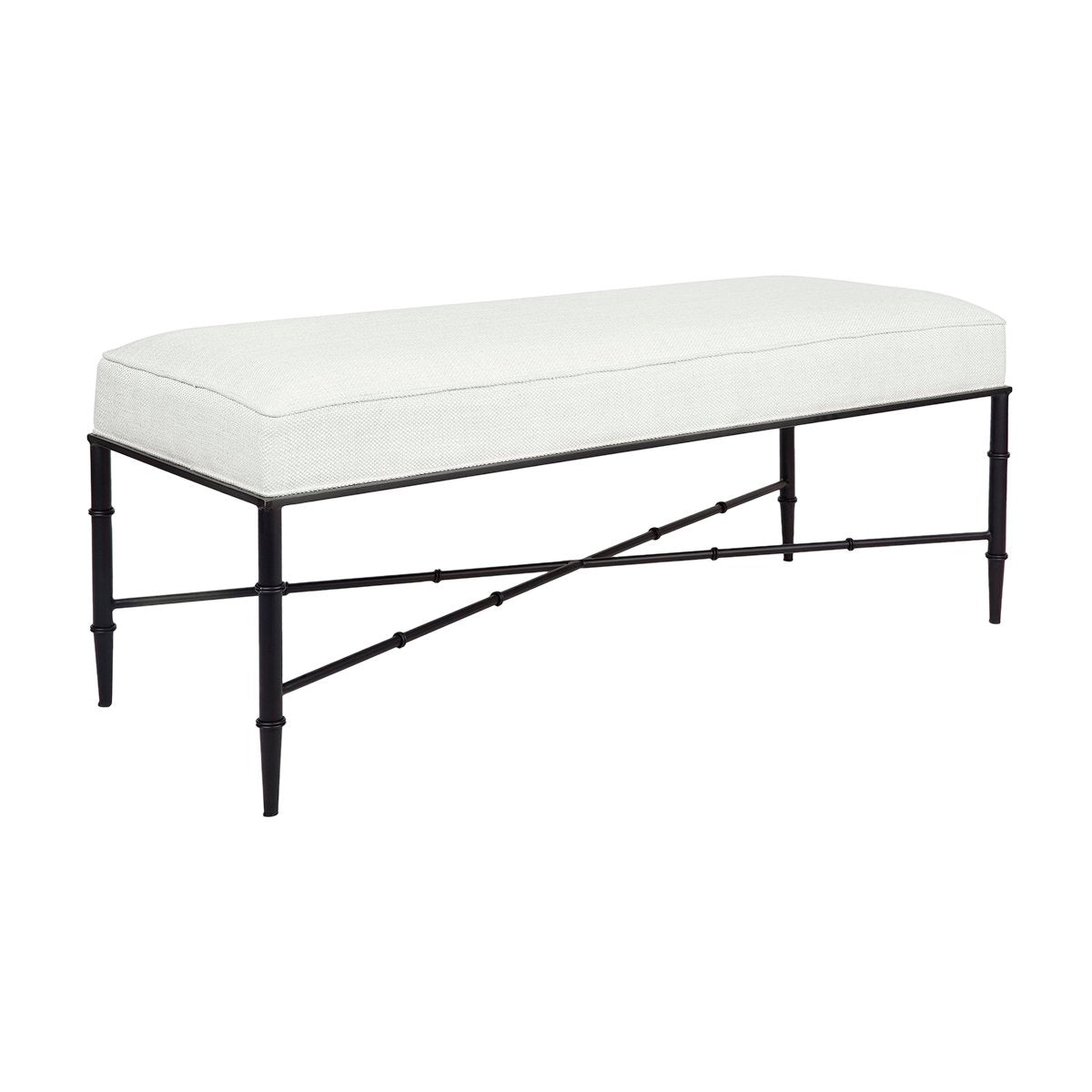 Hacienda Black Iron Bench Ottoman - Natural Linen