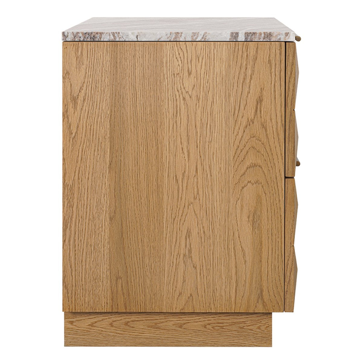 Benedict Natural Oak Bedside Table - River Brown Marble