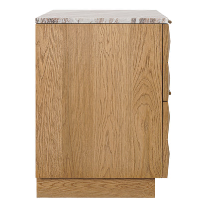 Benedict Natural Oak Bedside Table - River Brown Marble - OUTLET NSW