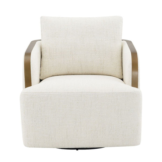 Compton Swivel Arm Chair - Brass/Ivory
