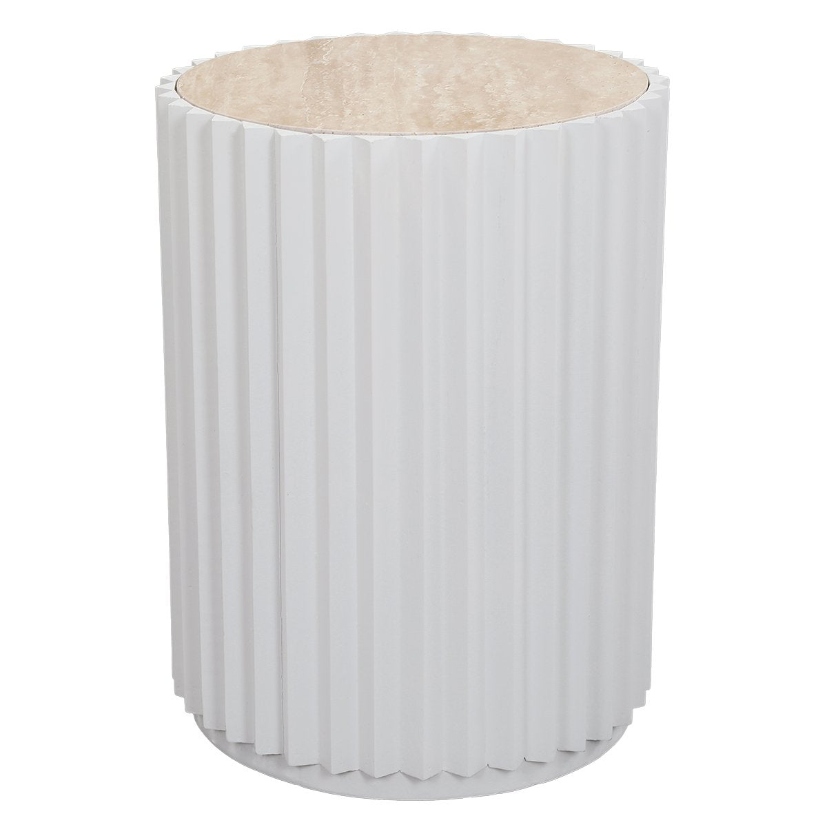 Carter Travertine Side Table - White