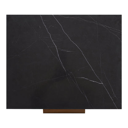 Benedict Smoked Oak Bedside Table - Black Marble
