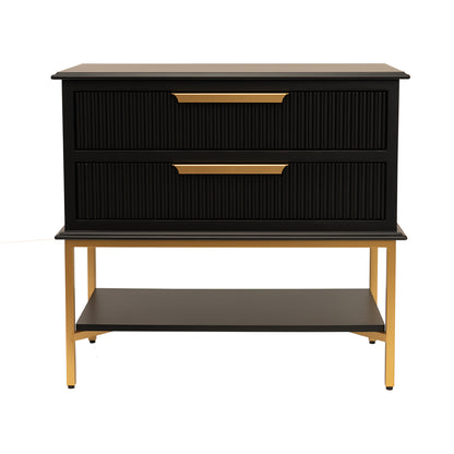 Aimee 76x70cm Bedside Table - Black