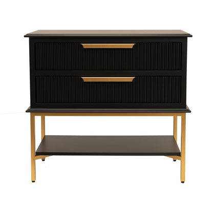 Aimee 76x70cm Bedside Table - Black