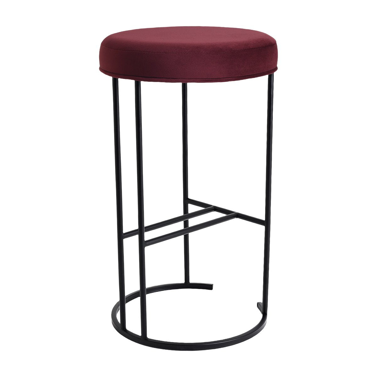 Blackley Black Iron Kitchen Stool - Mulberry Velvet