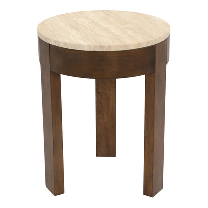 Oliver Travertine Side Table - Small Brown