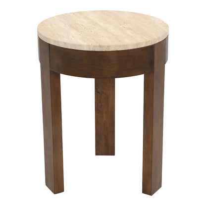 Oliver Travertine Side Table - Small Brown