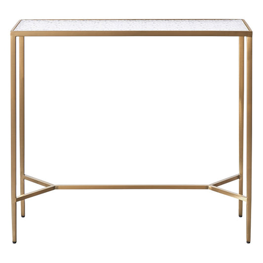 Chloe 90cm Rippled Glass Console Table - Gold