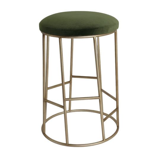 Aiden Gold Steel Kitchen Stool - Moss Velvet