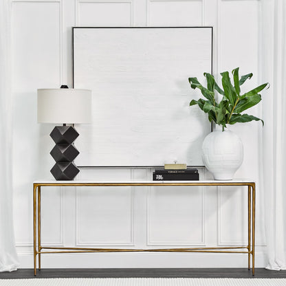 Heston 180cm Marble Console Table -  Brass