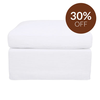 Birkshire Slip Cover Ottoman - White Linen