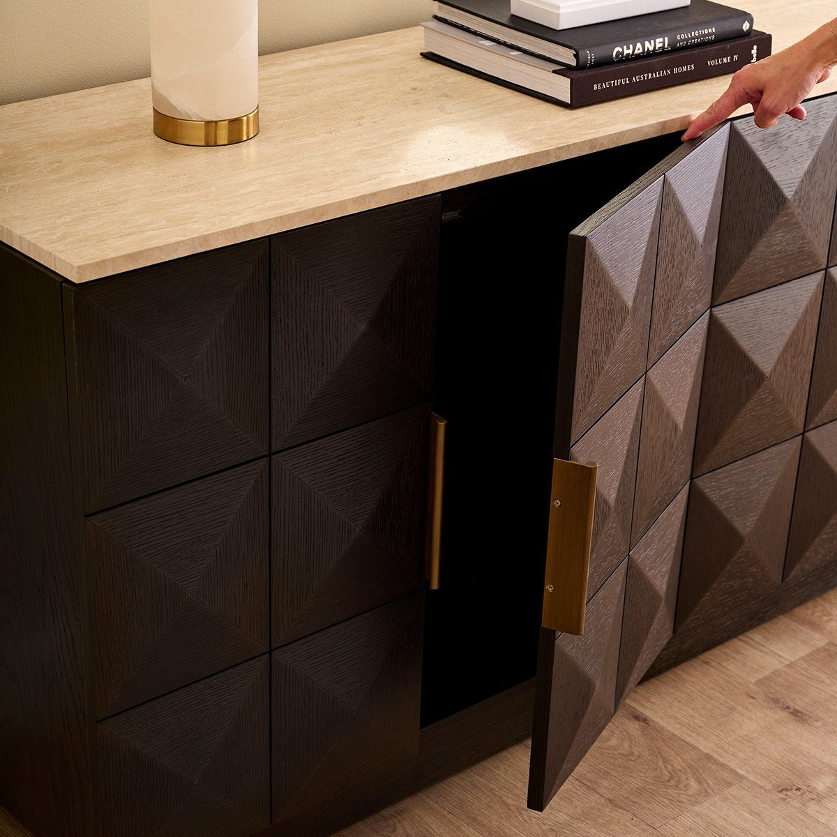 Benedict Smoked Oak Buffet - Travertine