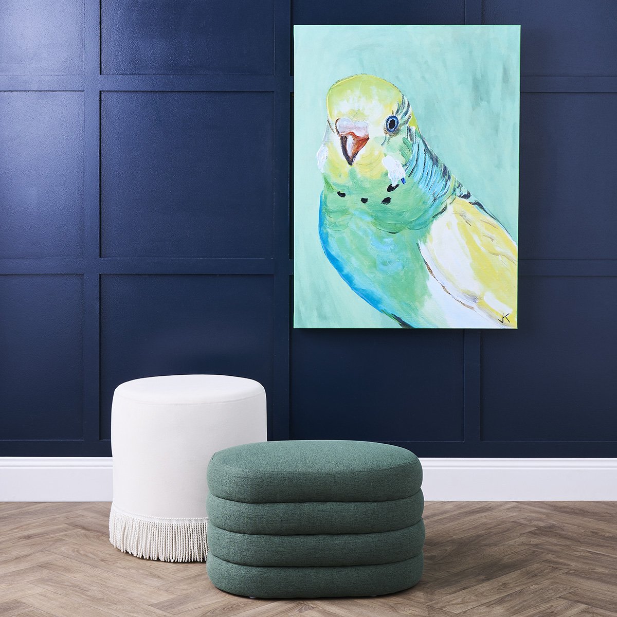 Green Budgie Enhanced Canvas Print
