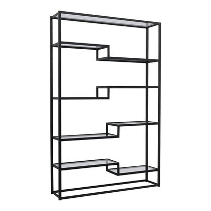 Mistique 130x200cm Glass Shelving Unit - Black