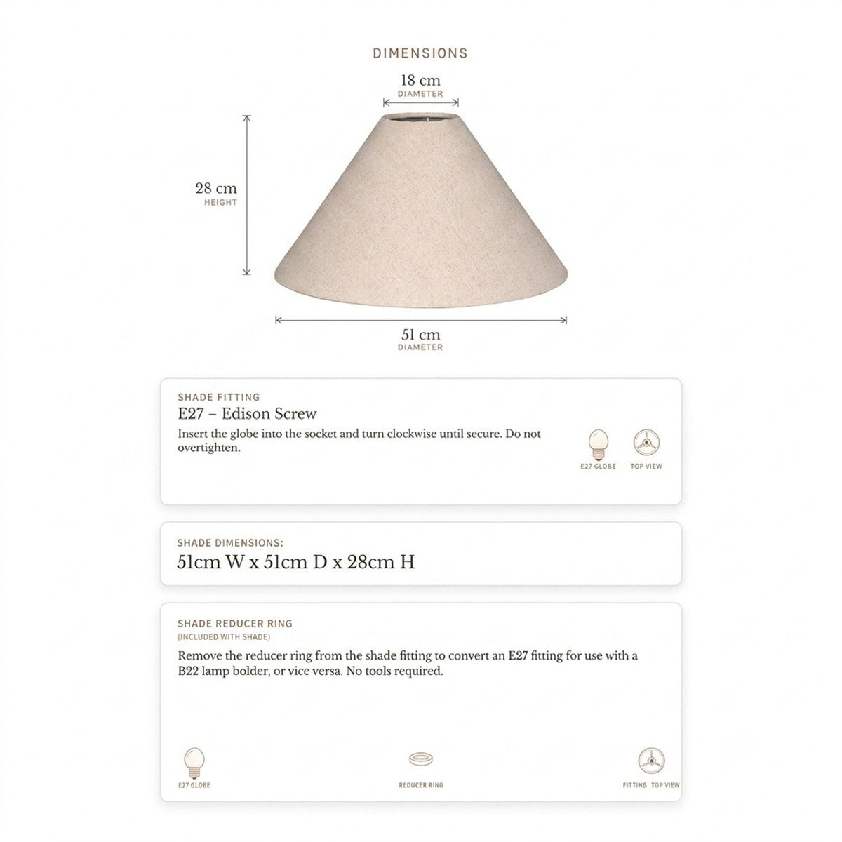 Messina Empire Shade - Large Natural - Bulk Buy Qty 5