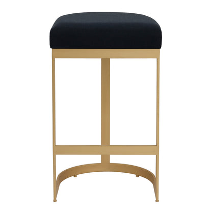 Remy Gold Bar Stool - Black Linen