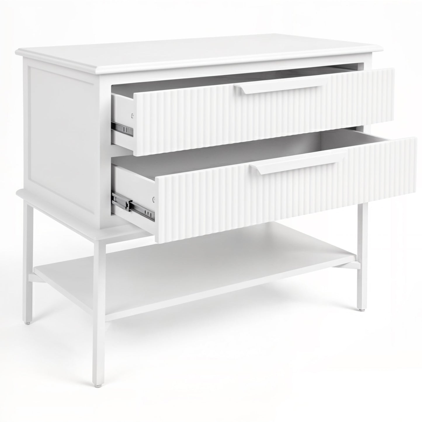 Aimee 76x70cm Bedside Table - Large All White - OUTLET NSW
