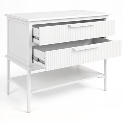 Aimee 76x70cm Bedside Table - Large All White - OUTLET NSW