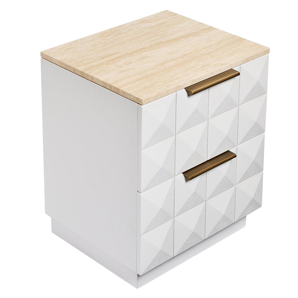 Benedict White Oak Bedside Table - Travertine