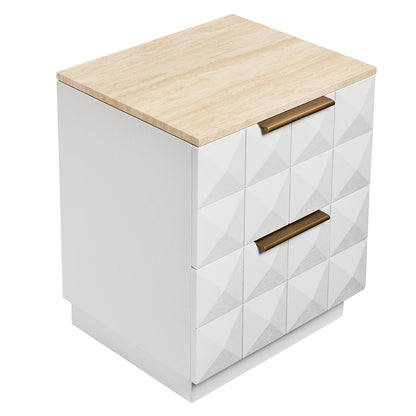 Benedict White Oak Bedside Table - Travertine