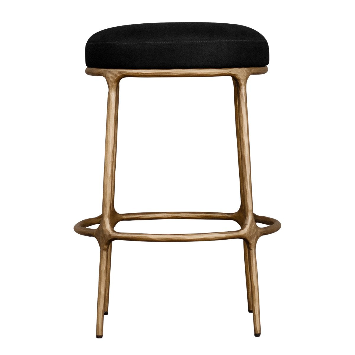 Heston Brass Kitchen Stool - Black Linen