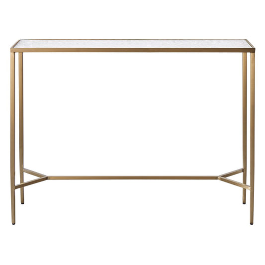 Chloe Rippled Glass Console Table - Large Gold
