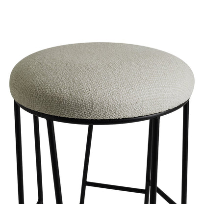 Aiden Black Steel Kitchen Stool - Speckle Ecru