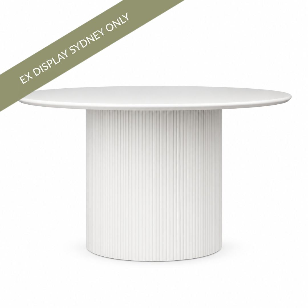 Marlo Round 110cm Dia Entry Table - White - OUTLET NSW