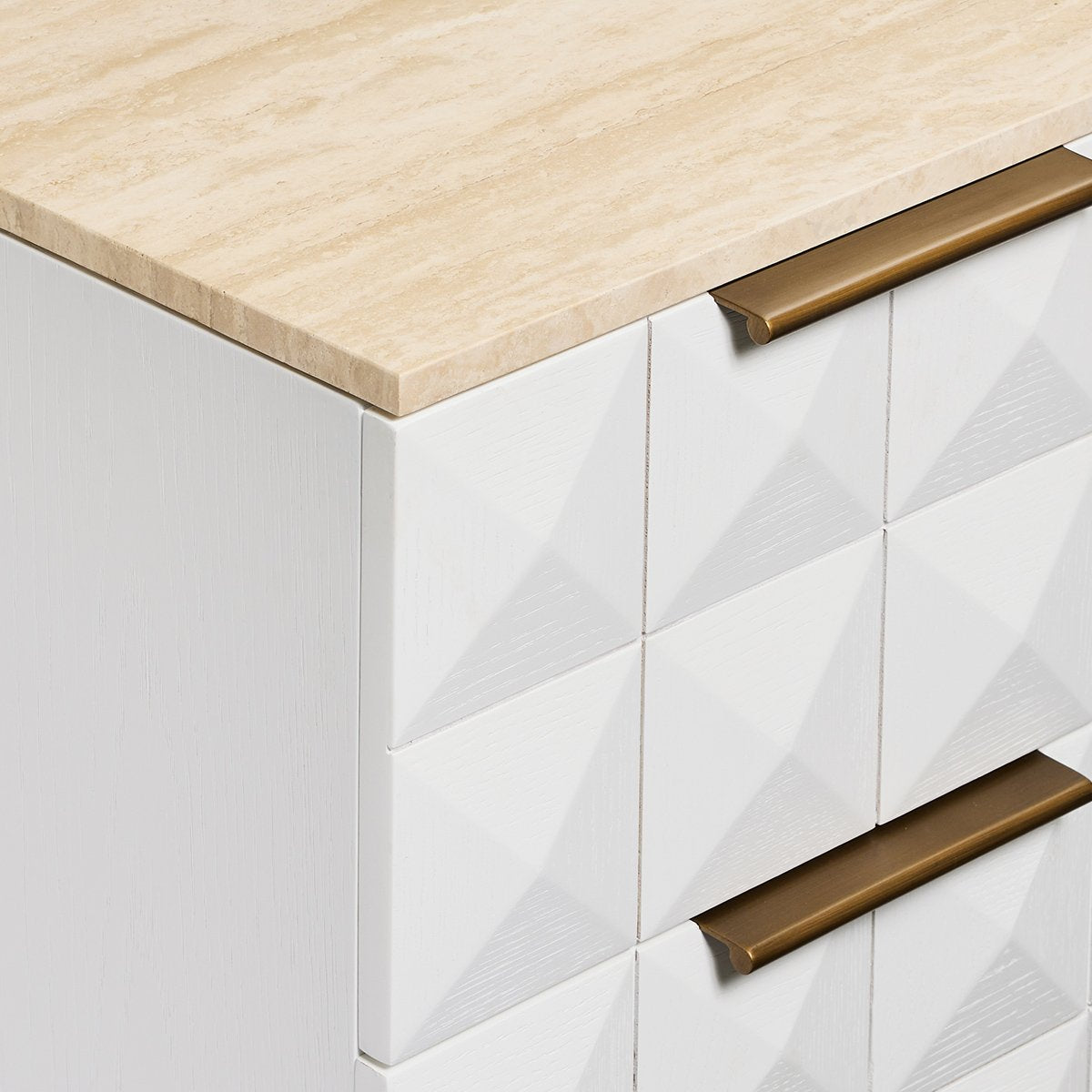Benedict White Oak Bedside Table - Travertine
