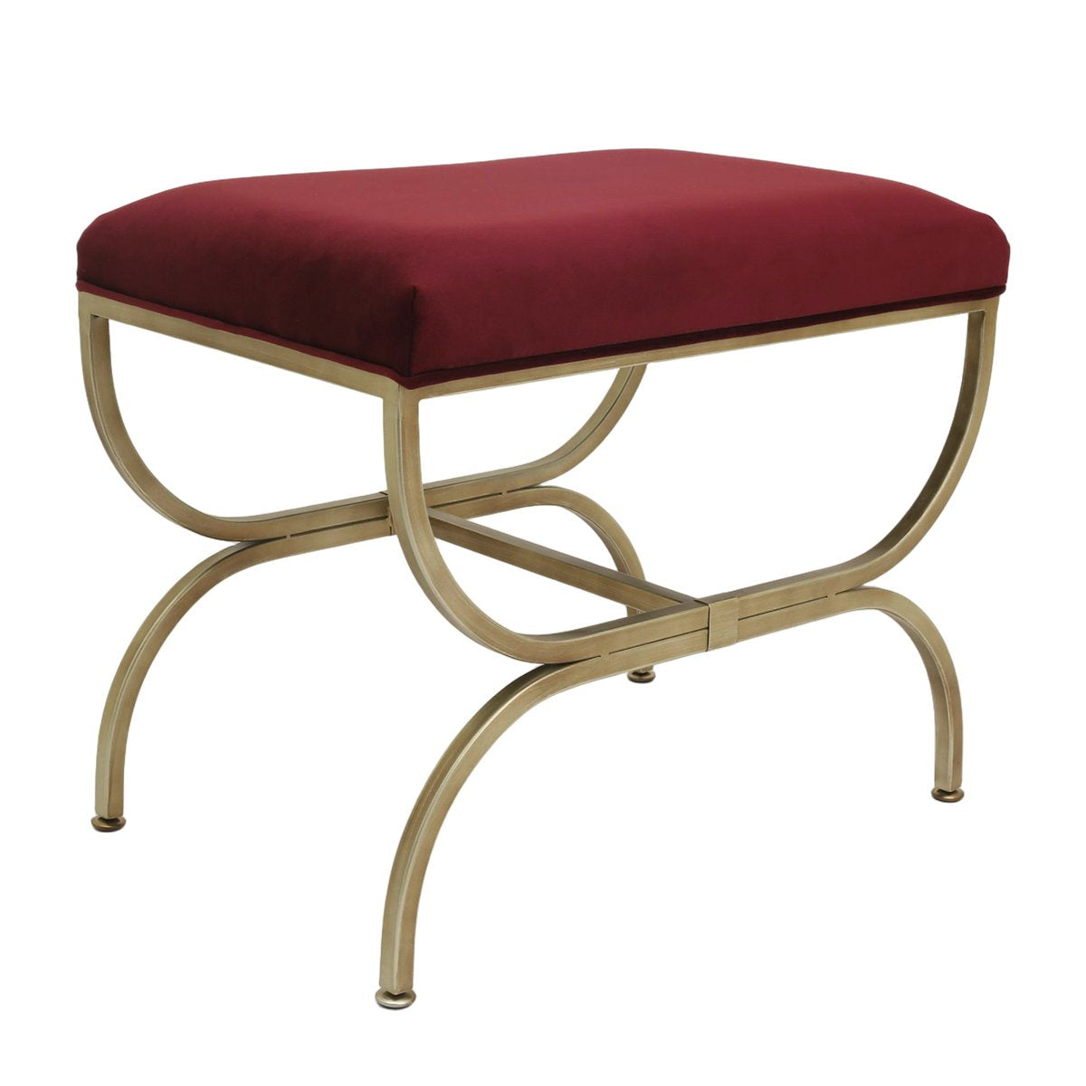 Novak Antique Gold Iron Stool - Mulberry Velvet - OUTLET NSW