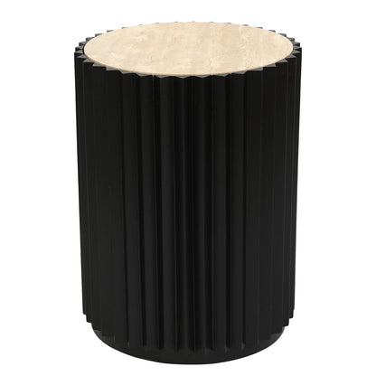 Carter Travertine Side Table - Black