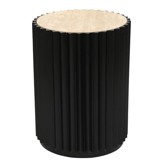 Carter Travertine Side Table - Black