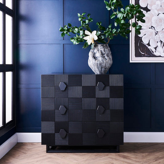 Alton 3 Drawer Chest -  Black