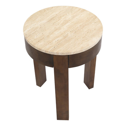 Oliver Travertine Side Table - Small Brown