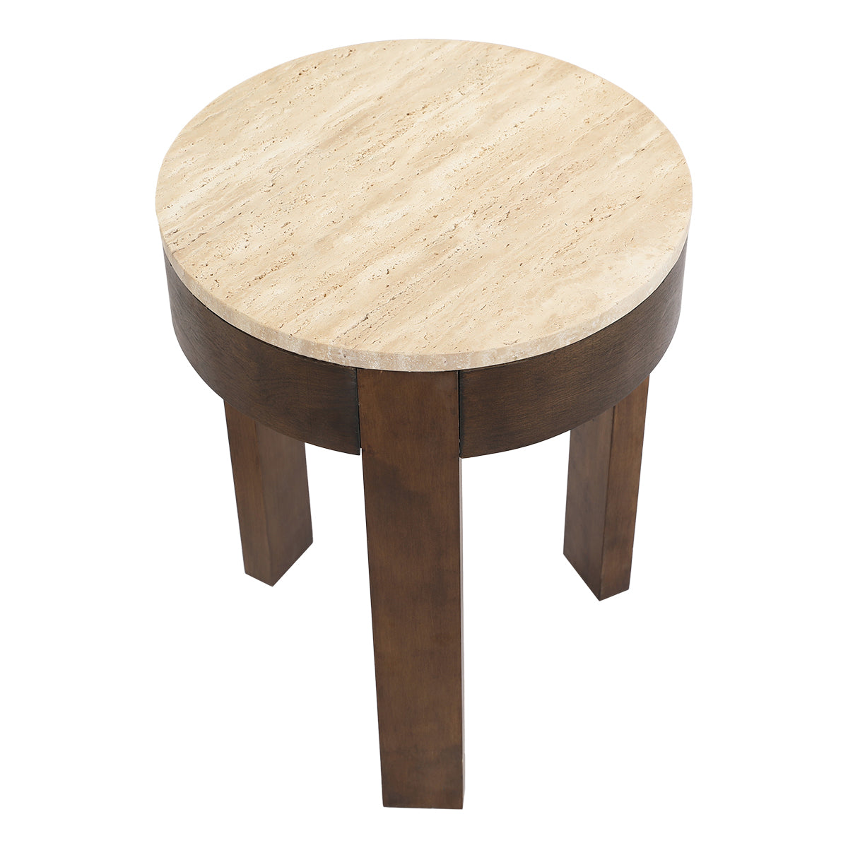 Oliver Travertine Side Table - Small Brown