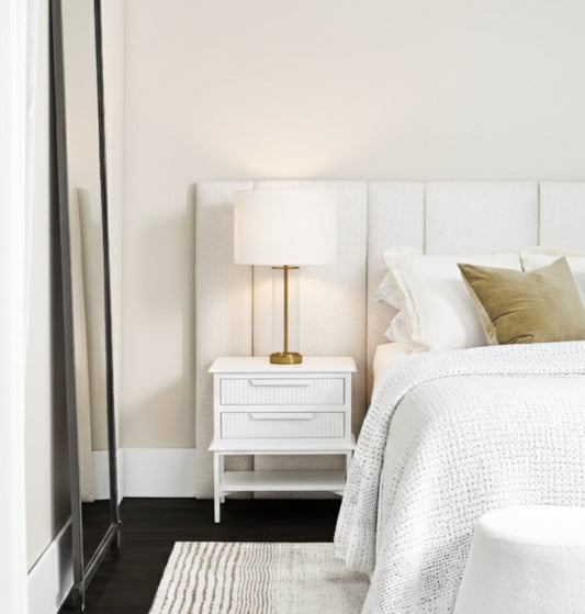 Aimee 55x60cm Bedside Table - All White