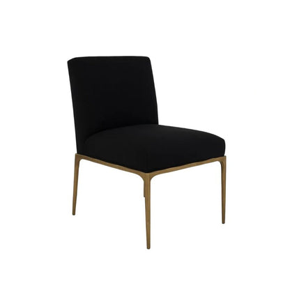 Heston Brass Dining Chair - Black Linen - OUTLET NSW