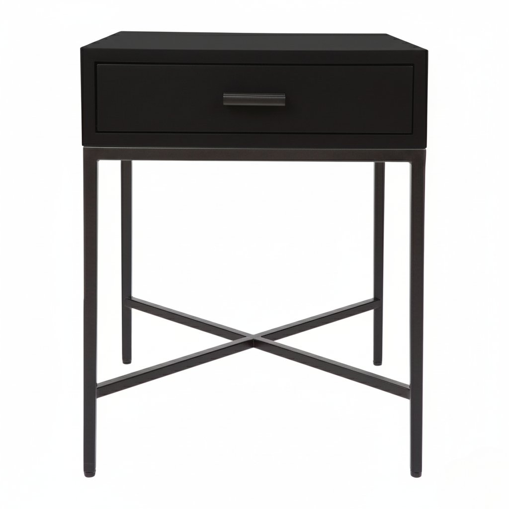 Nessa 1 Drawer Bedside Table - All Black