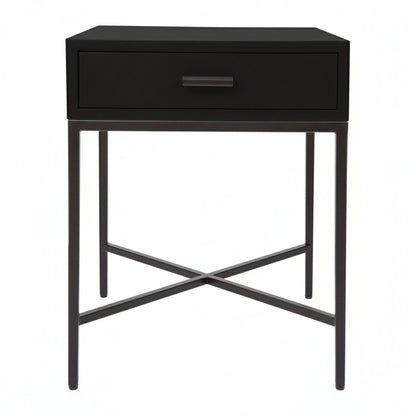 Nessa 1 Drawer Bedside Table - All Black