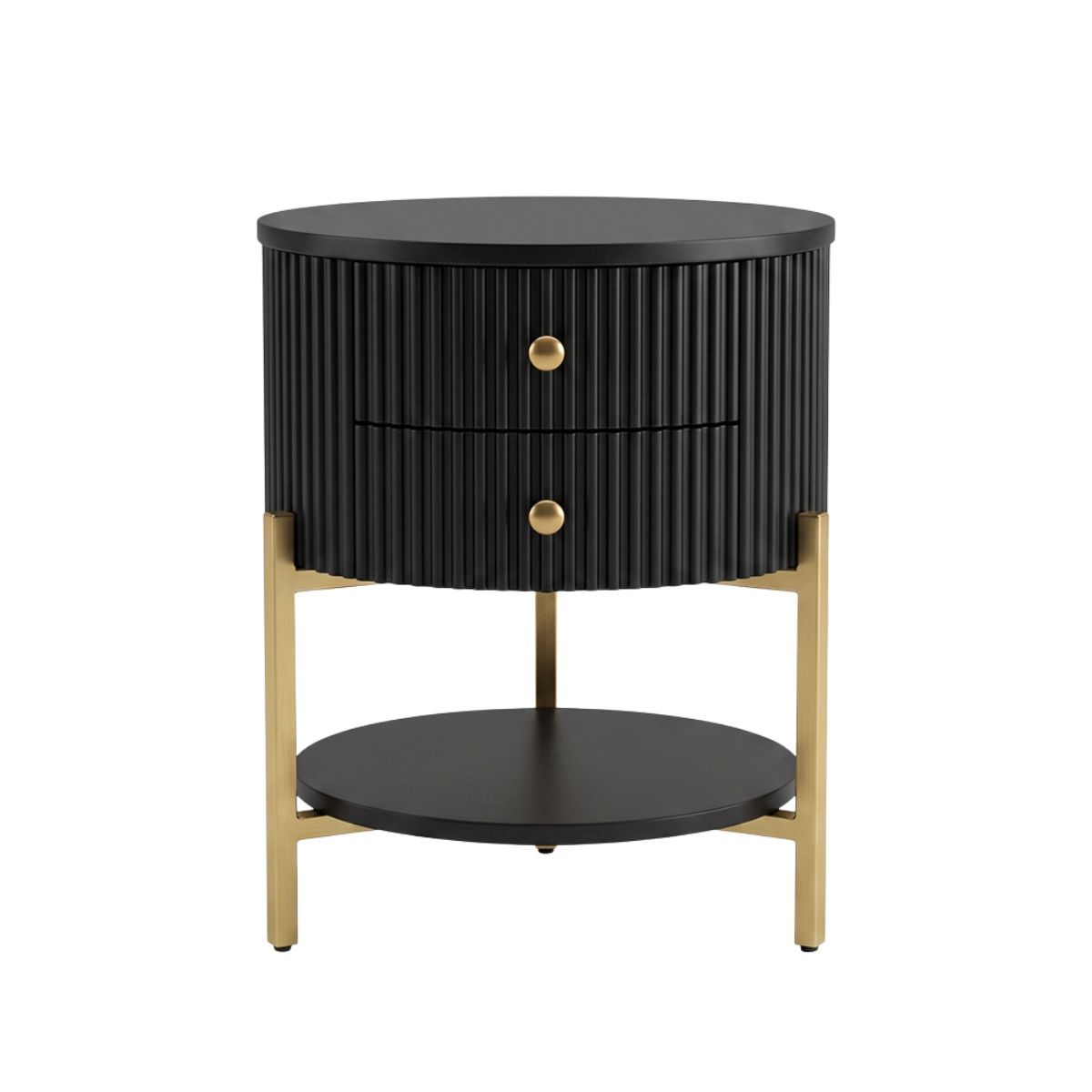 Aimee Round Bedside Table - Black