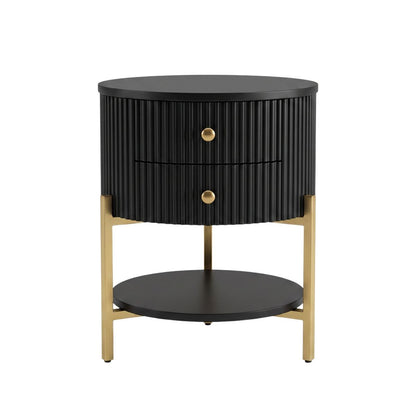 Aimee Round Bedside Table - Black