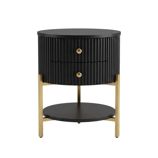 Aimee 45x55cm Round Bedside Table - Black