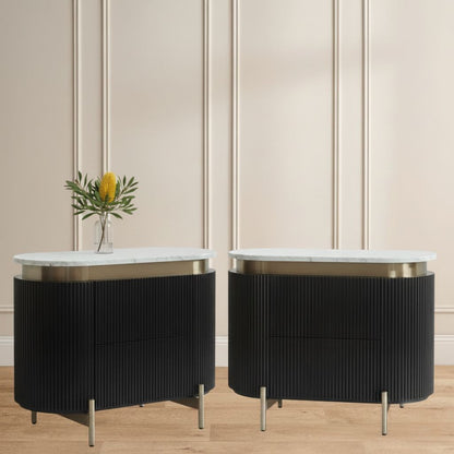Demarco Bedside Table - Black Set of 2