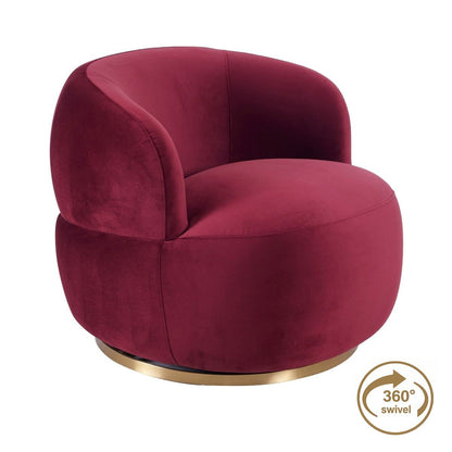 Tubby Swivel Arm Chair - Mulberry Velvet