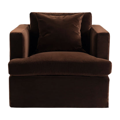 Birkshire Slip Cover Arm Chair - Dark Chocolate Velvet