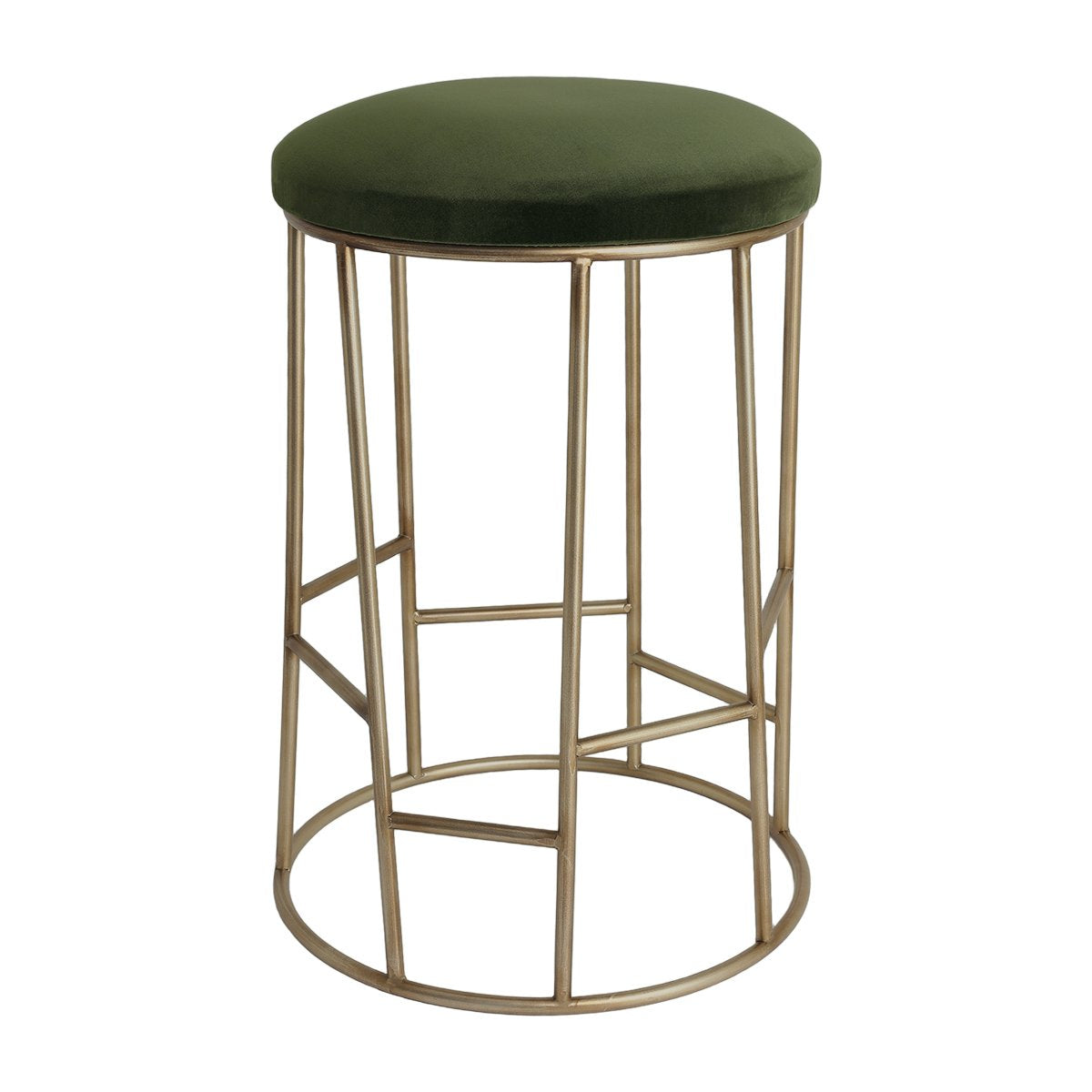Aiden Gold Steel Kitchen Stool - Moss Velvet