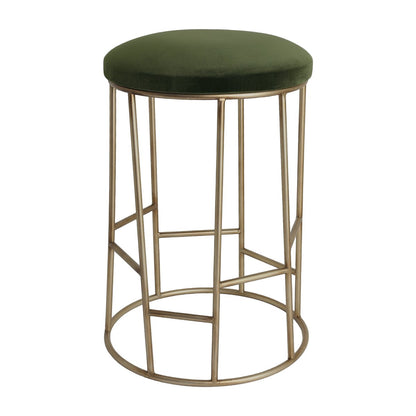 Aiden Gold Steel Kitchen Stool - Moss Velvet