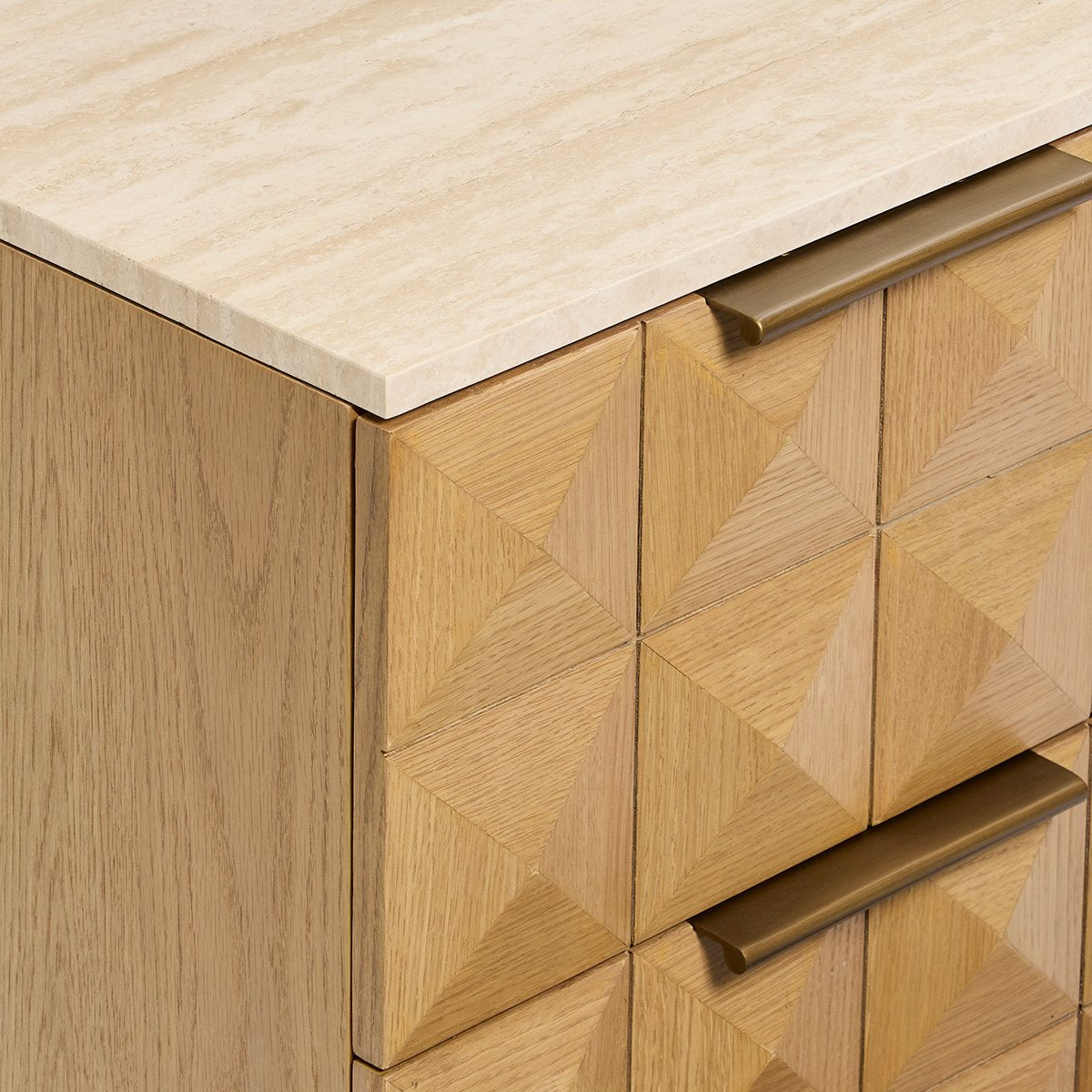 Benedict Natural Oak Bedside Table - Travertine
